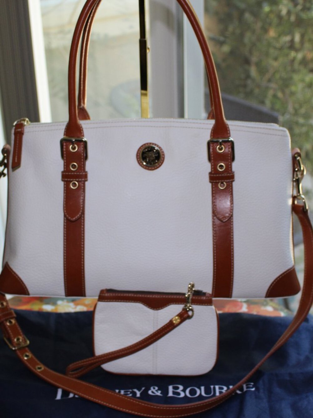 Dooney and Bourke large domed white leather satchel